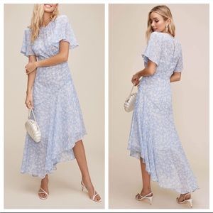 Astr The Label Flutter Sleeve Floral Maxi Dress Blue-White